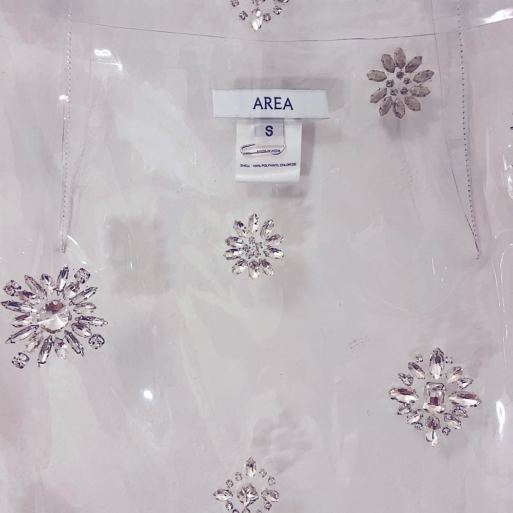 AREA.NYC clear vinyl skirt with crystal embellishments. Size small. High waist.